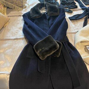 Calvin Klein Cashmere Blend and Fur Coat